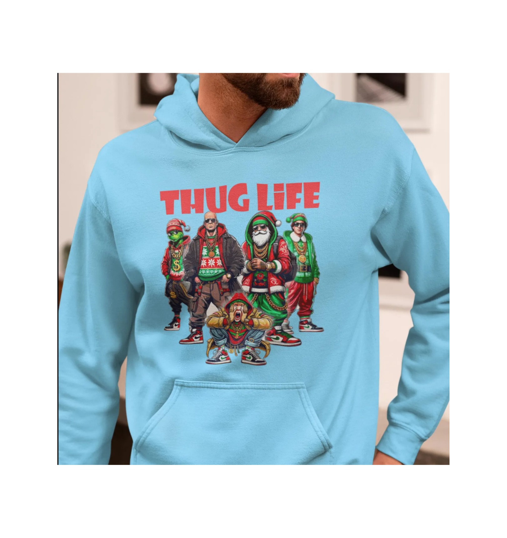 Thug Life Christmas Hoodie - Ugly Sweater Style Holiday Fun