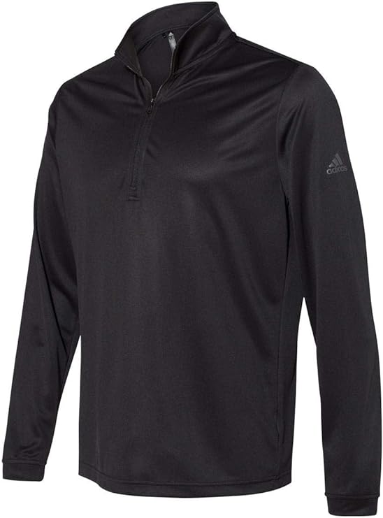 Adidas Mens Lightweight Quarter-Zip Pullover (A401) - Black, Large