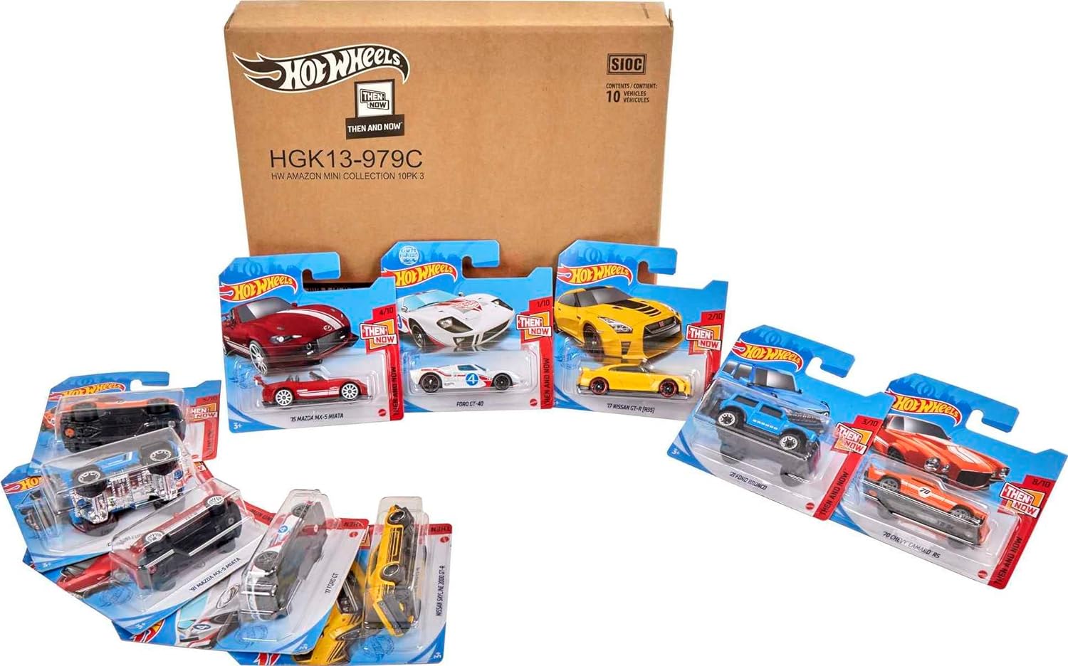 Hot Wheels 10-Pack Toy Cars & Trucks, 1:64 Scale Vehicles for Kids & Collectors