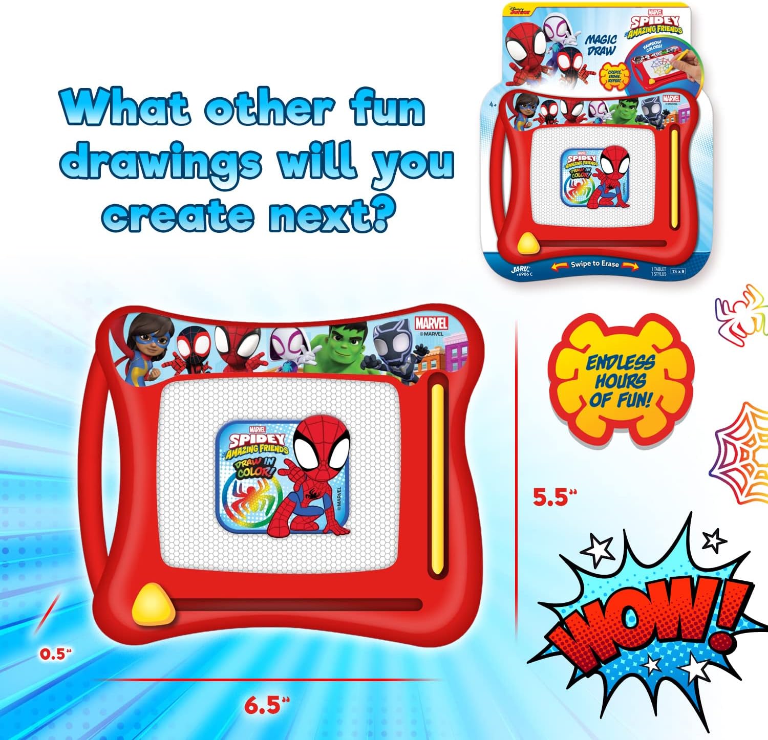 Disney & Marvel Kids Magnetic Drawing Board Set, 3-Pack Assorted