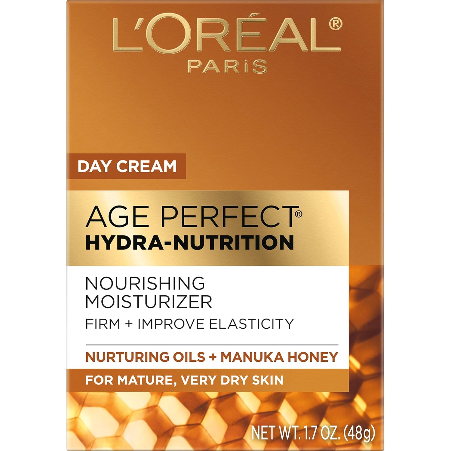 L'Oreal Paris Skincare Age Perfect Hydra Nutrition Ultra Nourishing Honey Night Balm, Face Moisturizer to Comfort, Improve Resilience on Dry Skin, Manuka Honey and Nurturing Oils, 1.7 oz.