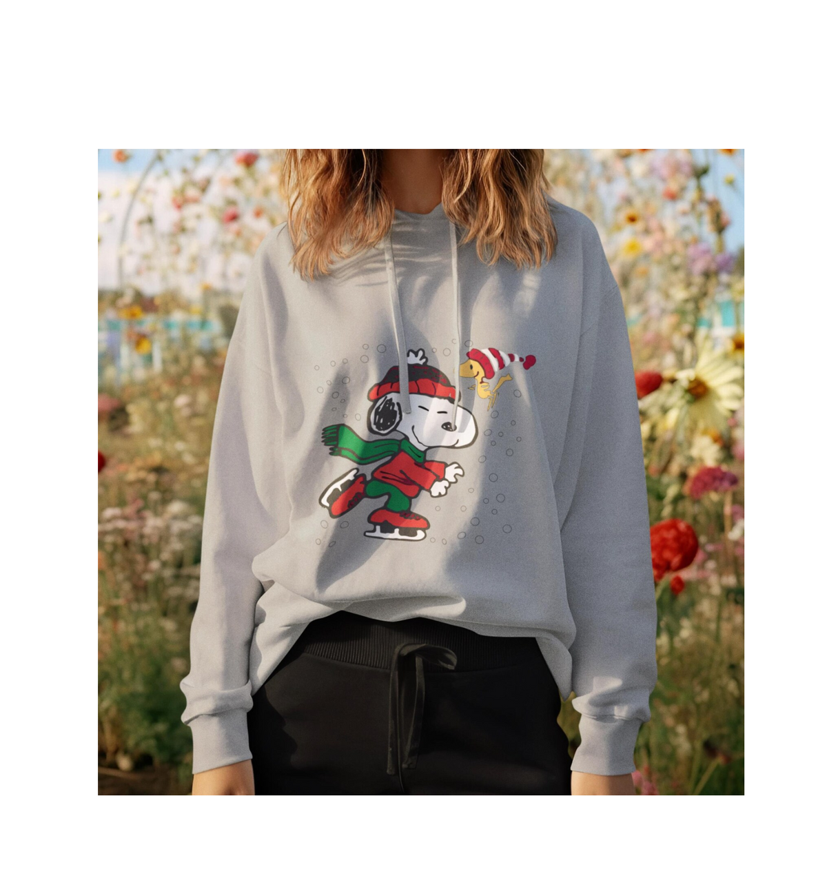 Festive Snoopy Ice Skating Christmas Hoodie, Holiday Sweatshirt