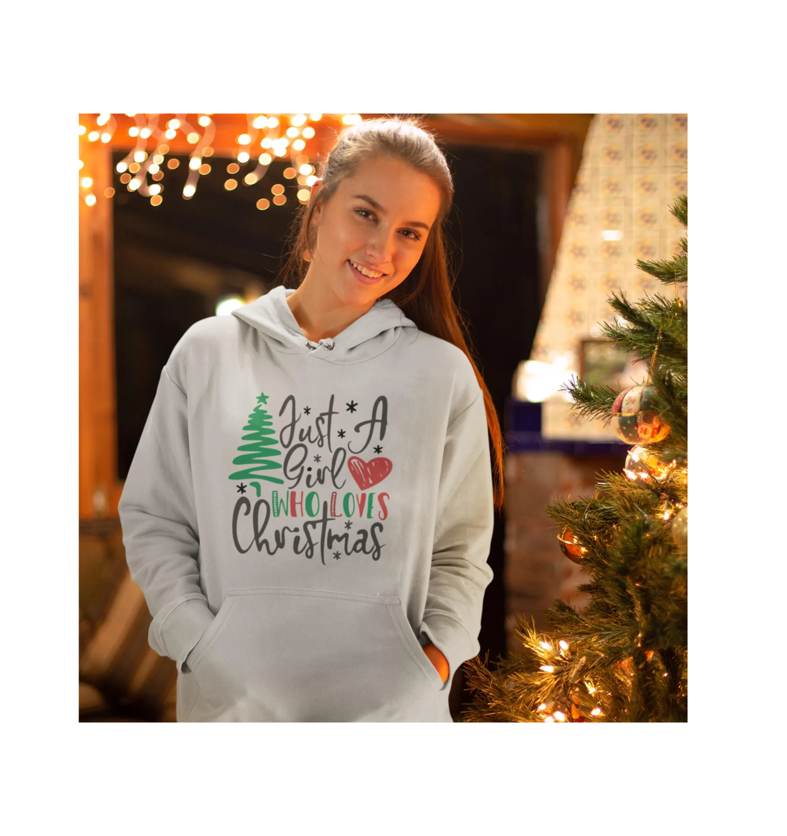 Just a Girl Who Loves Christmas Women's Holiday Hoodie