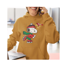 Festive Snoopy Ice Skating Christmas Hoodie, Holiday Sweatshirt