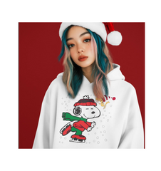 Festive Snoopy Ice Skating Christmas Hoodie, Holiday Sweatshirt