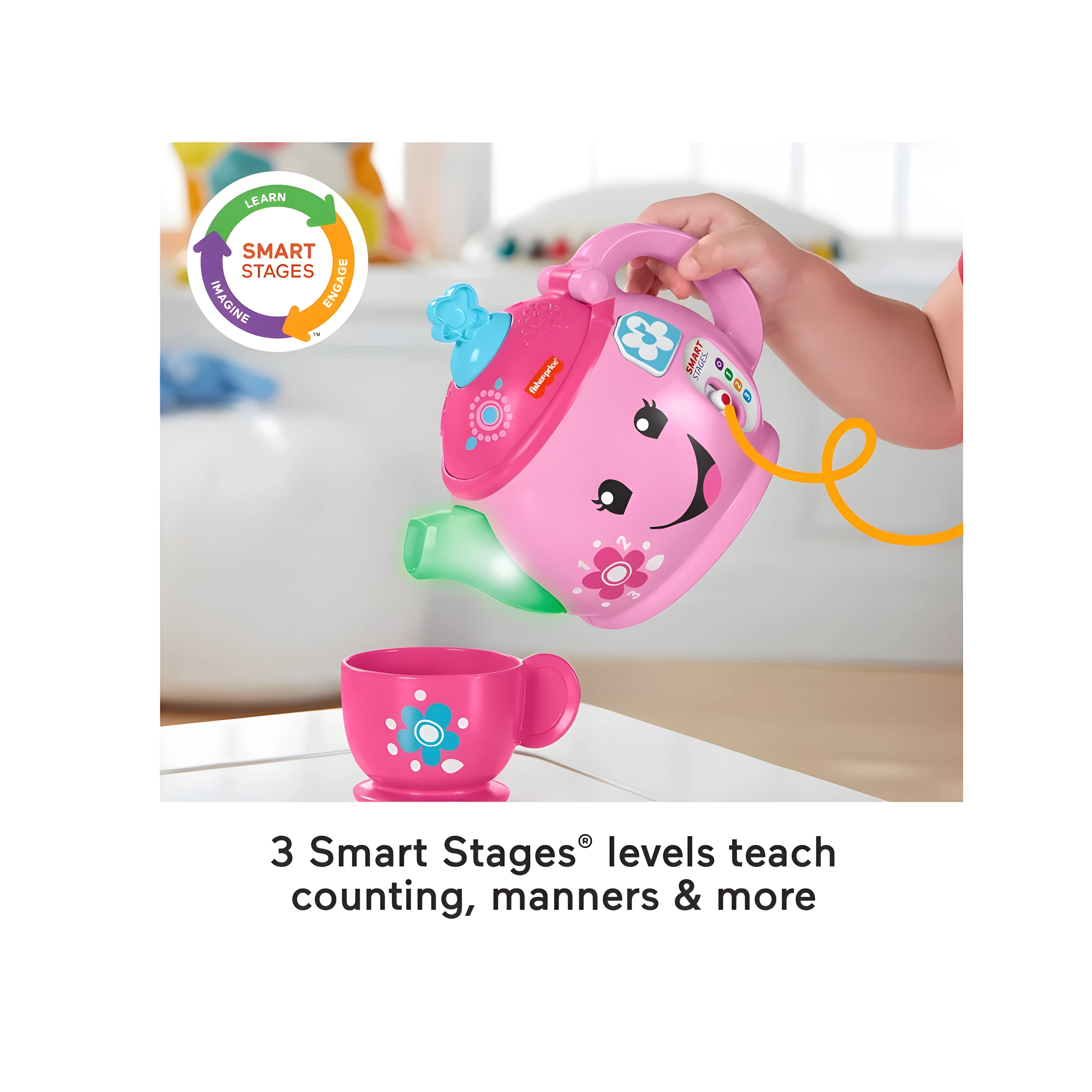 Fisher-Price Toddler Toy Laugh & Learn Sweet Manners Tea Set for Kids Ages 18+ Months