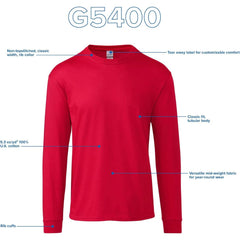 Gildan Adult Heavy Cotton Long Sleeve T-Shirt, Style G5400, 2-Pack