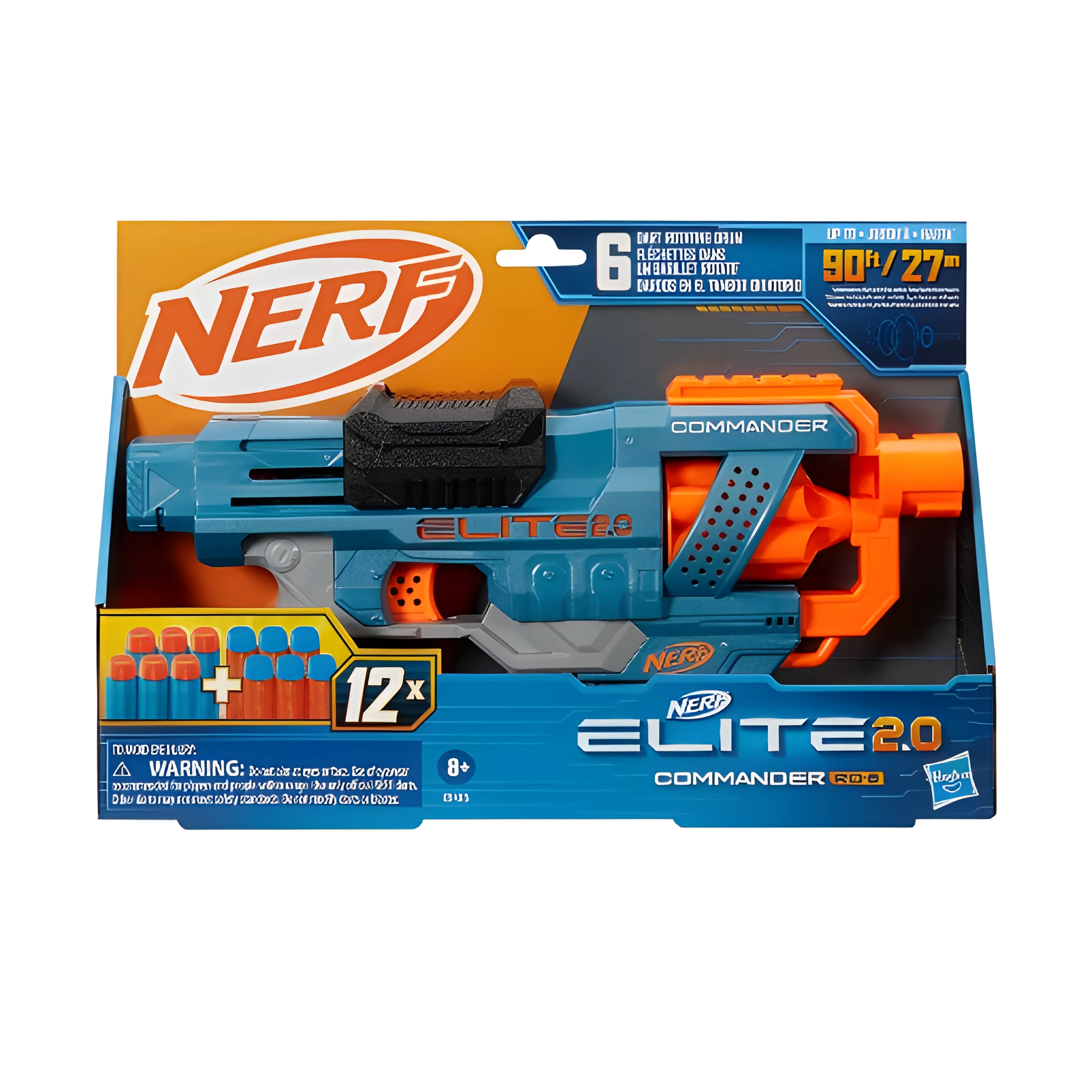 Nerf Elite 2.0 Commander RD-6 Dart Blaster, 12 Darts, 6-Dart Rotating Drum, Outdoor Toys, Ages 8 and Up