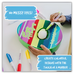 The Eggmazing Egg Decorator: Original Easter kit with spinner & 8 non-toxic markers. Quick drying, arts & crafts set.