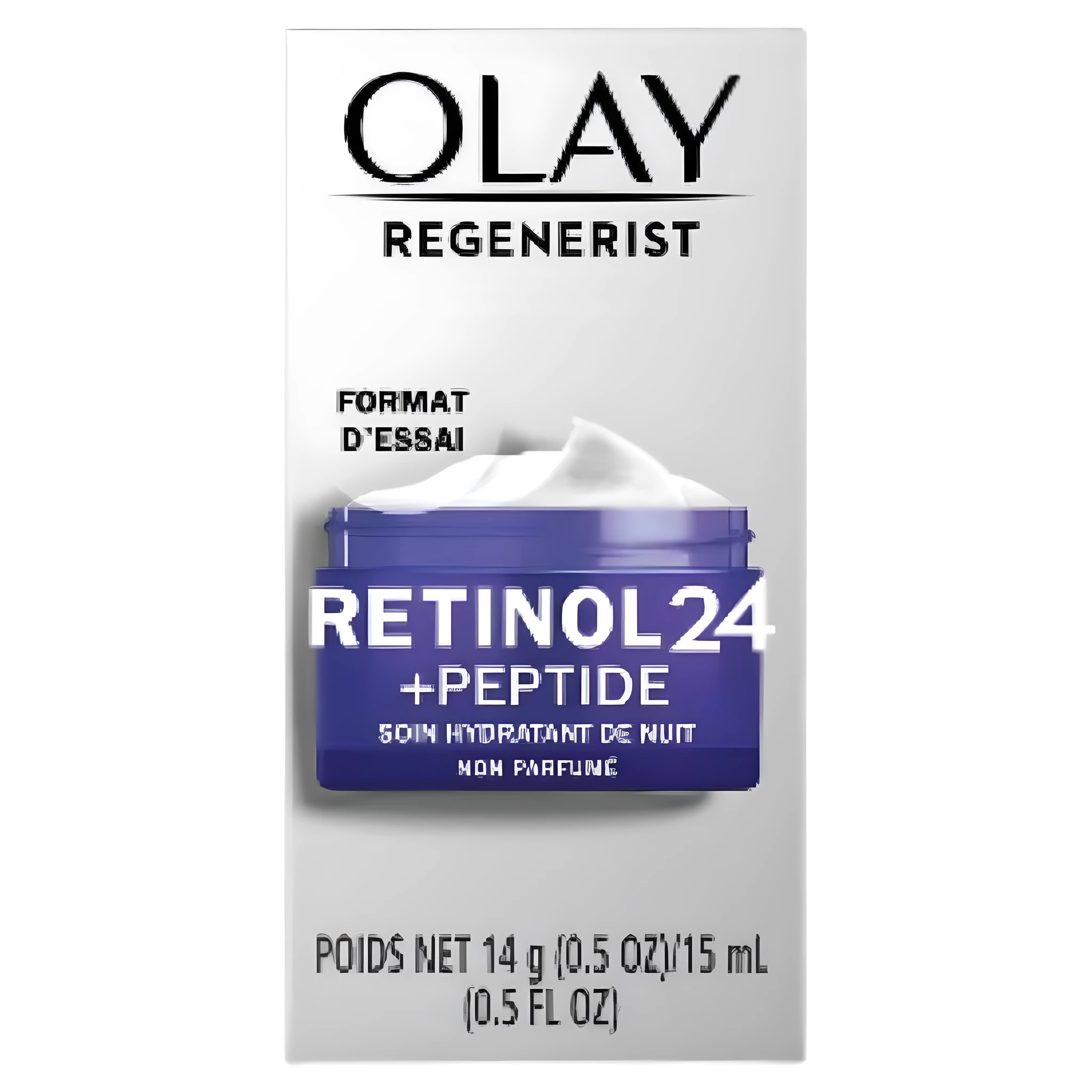 Olay Regenerist Retinol 24 + Peptide Night Face Moisturizer, Fragrance-Free, Trial Size 0.5 oz