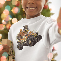 Turkey Monster Truck Thanksgiving Sweatshirt for Boys - Fall Kids' Gift