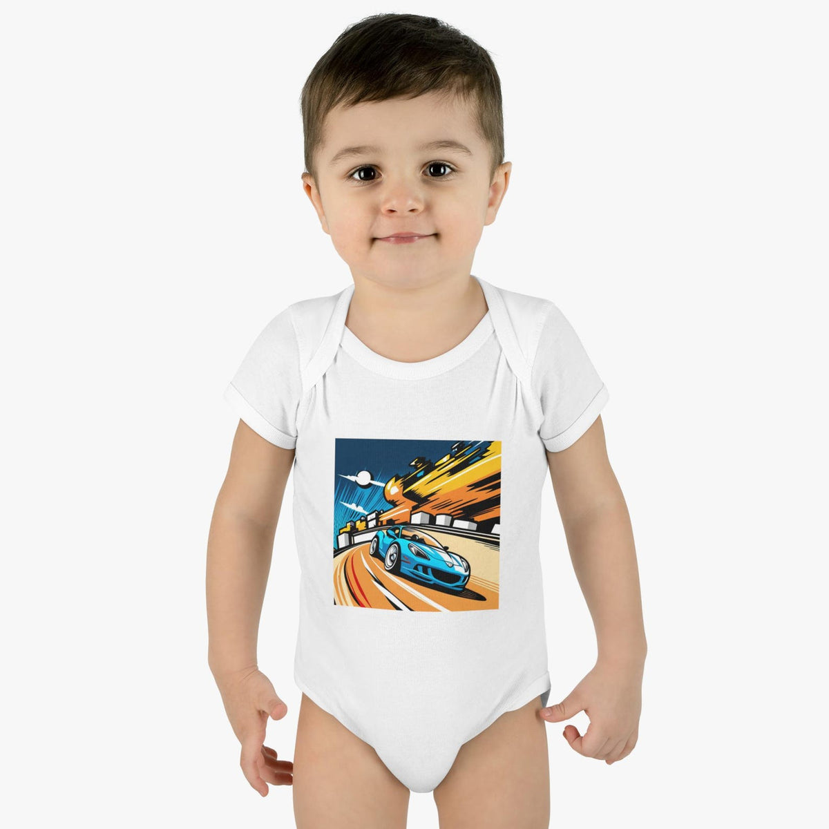 Cute Race Car Infant Bodysuit - Soft and Cozy Rib Fabric