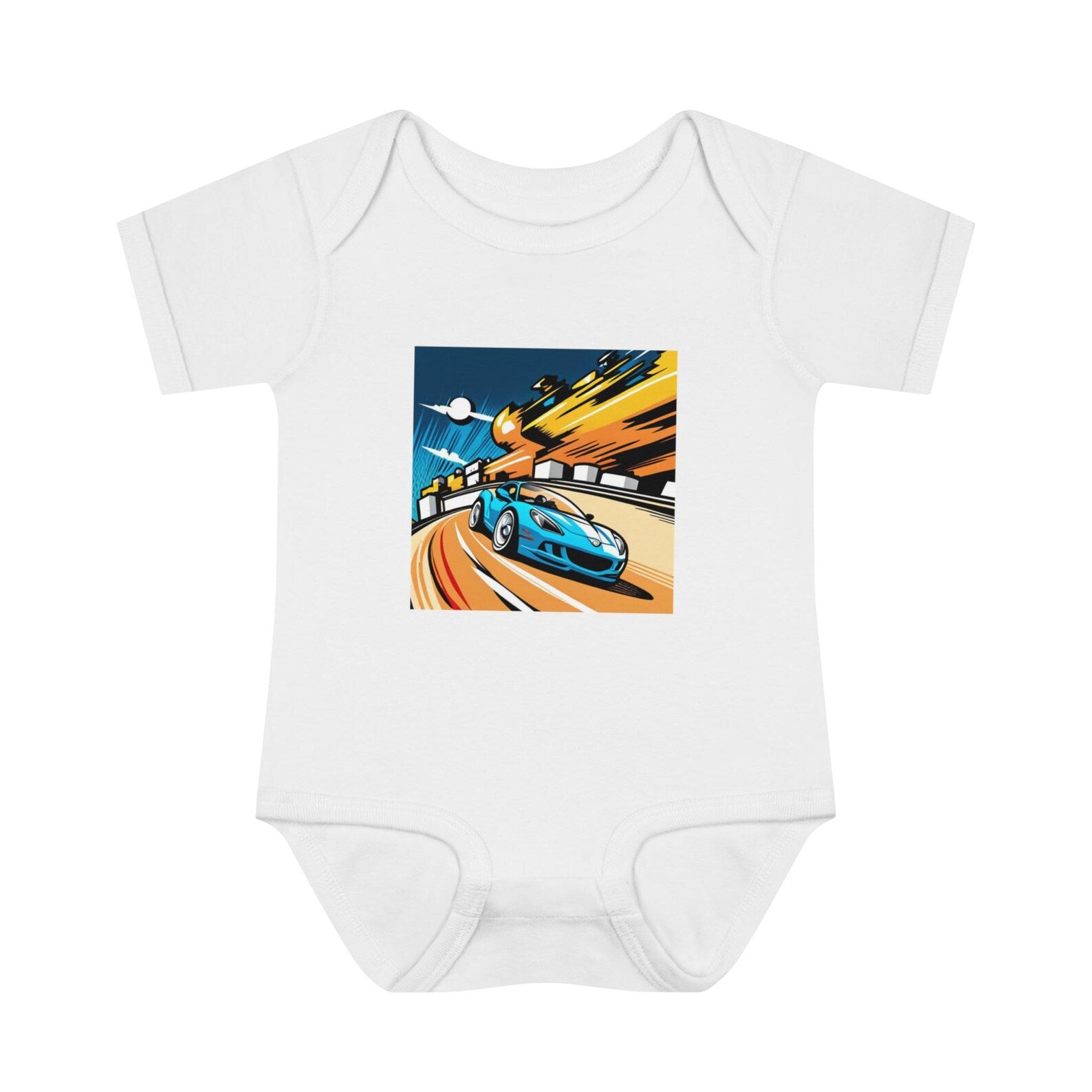 Cute Race Car Infant Bodysuit - Soft and Cozy Rib Fabric