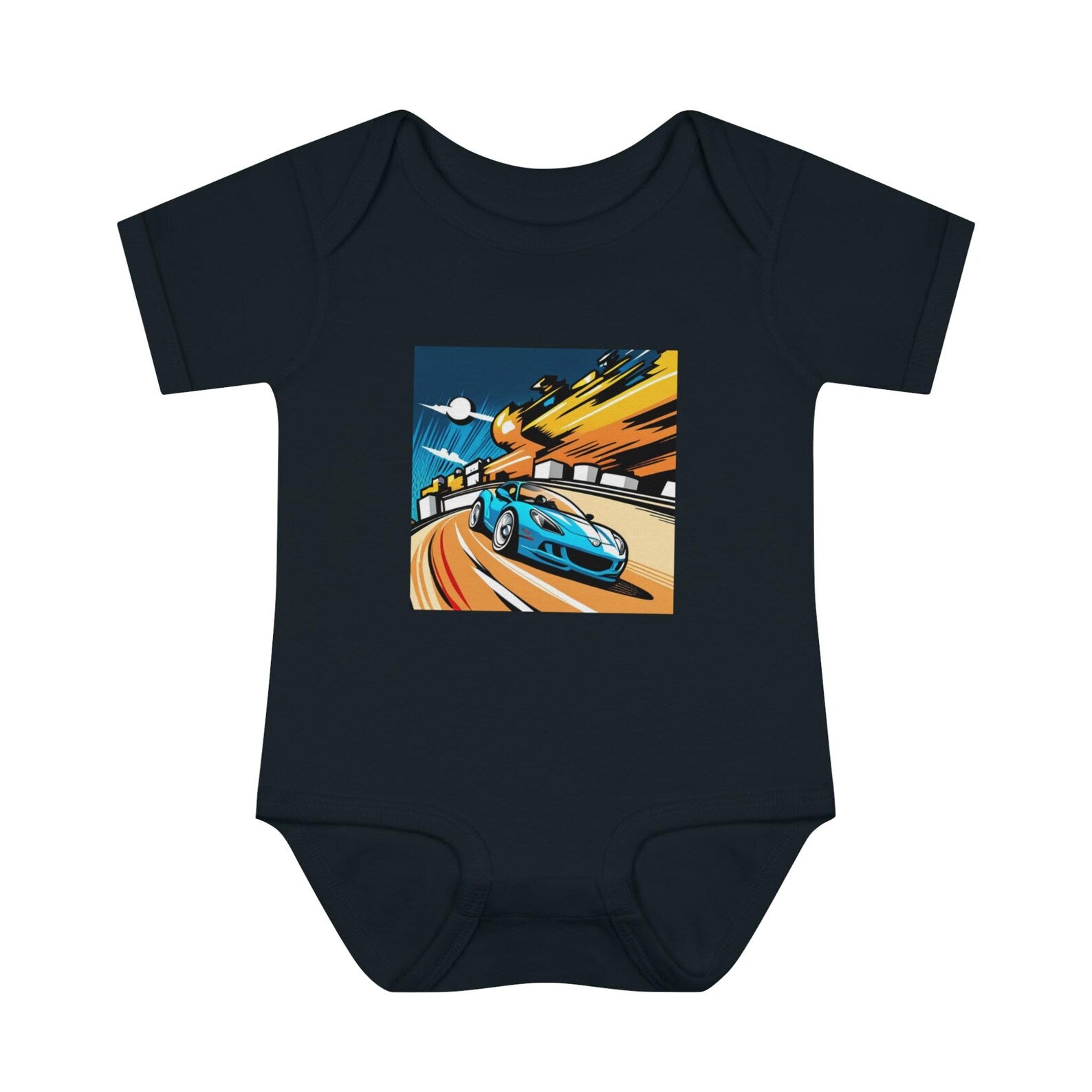 Cute Race Car Infant Bodysuit - Soft and Cozy Rib Fabric