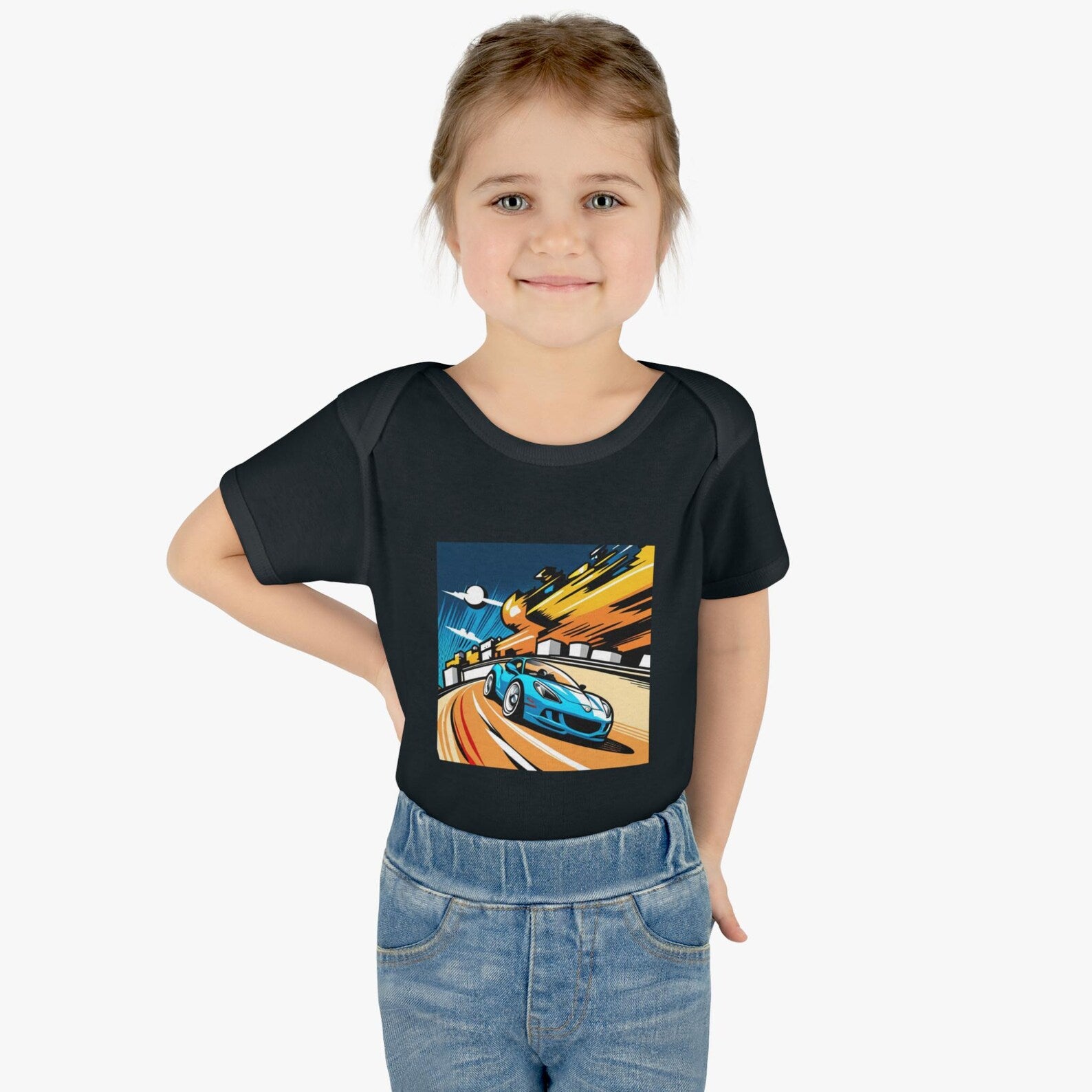 Cute Race Car Infant Bodysuit - Soft and Cozy Rib Fabric