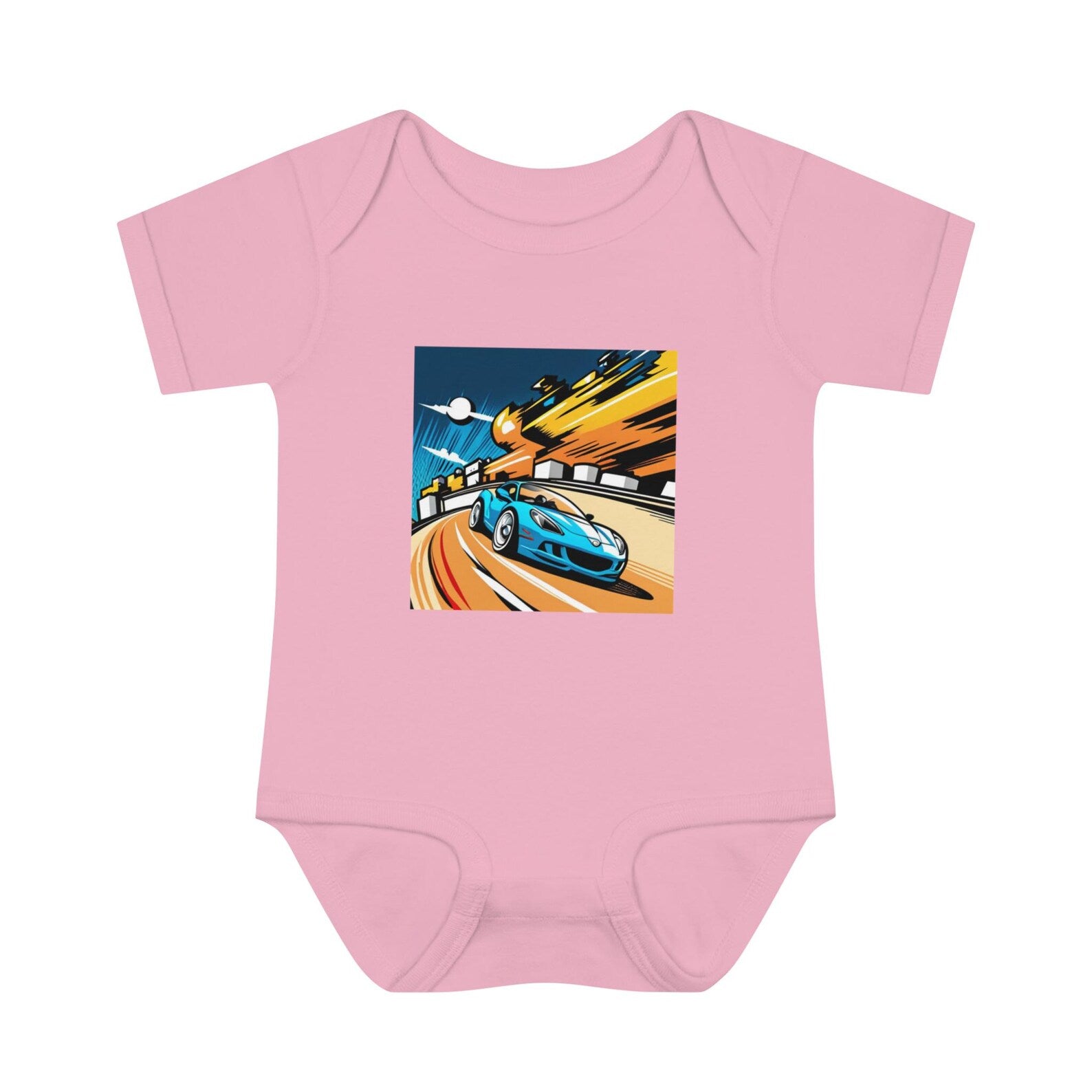 Cute Race Car Infant Bodysuit - Soft and Cozy Rib Fabric