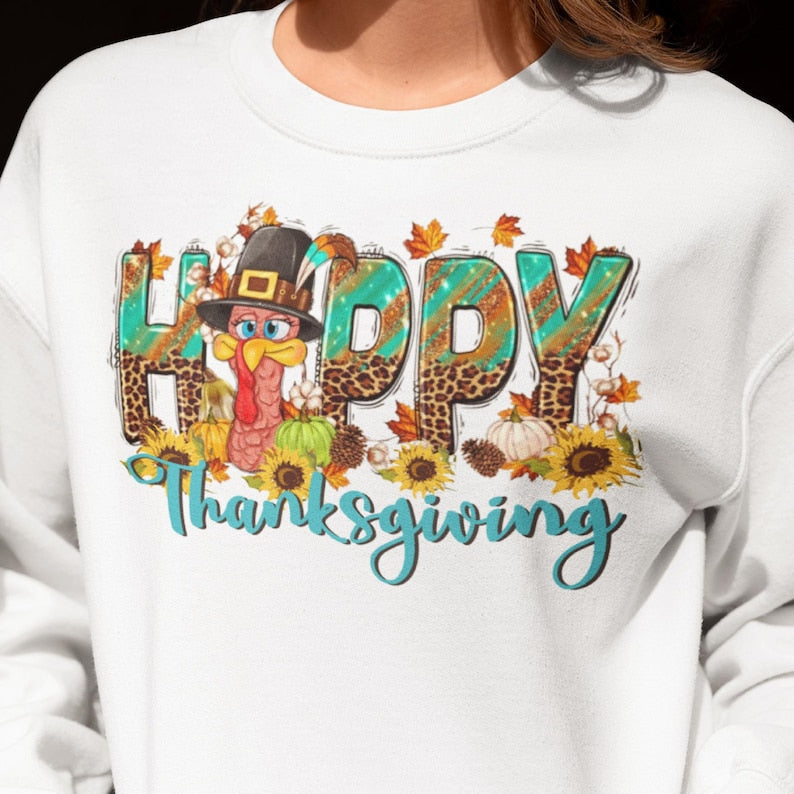 Happy Thanksgiving Sweatshirt & Turkey Pumpkin Shirt