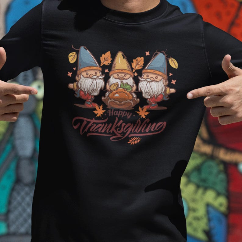 Men's Thanksgiving Crewneck Sweatshirt with Autumn Gnomes