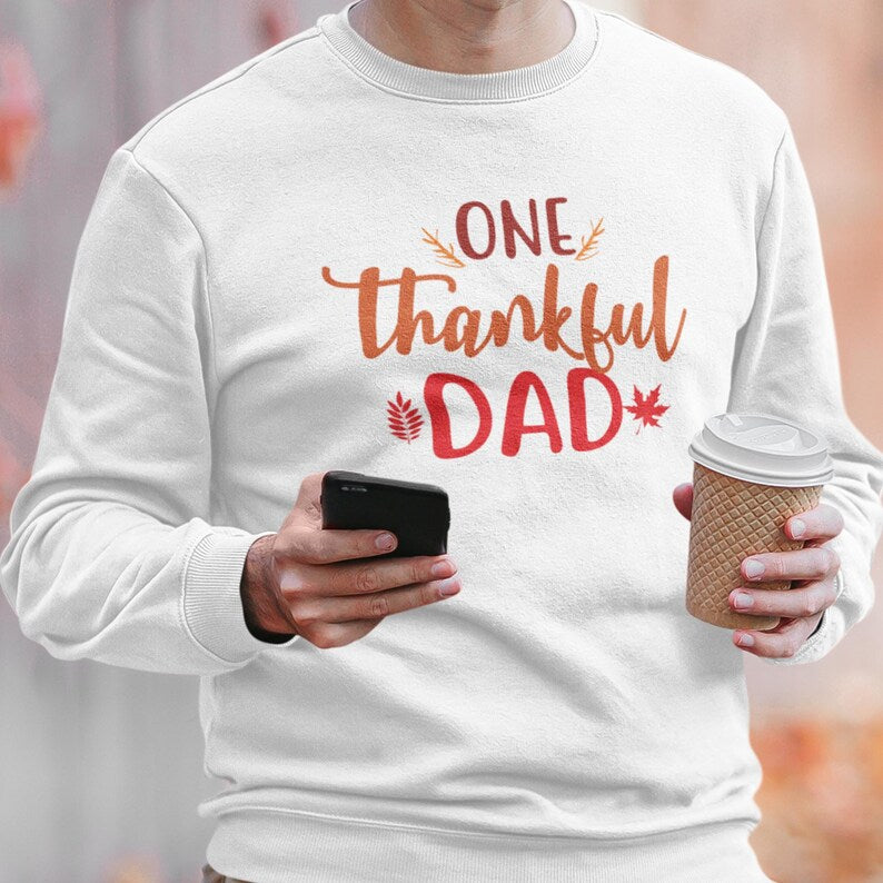 One Thankful Dad Thanksgiving Crewneck – Family Matching