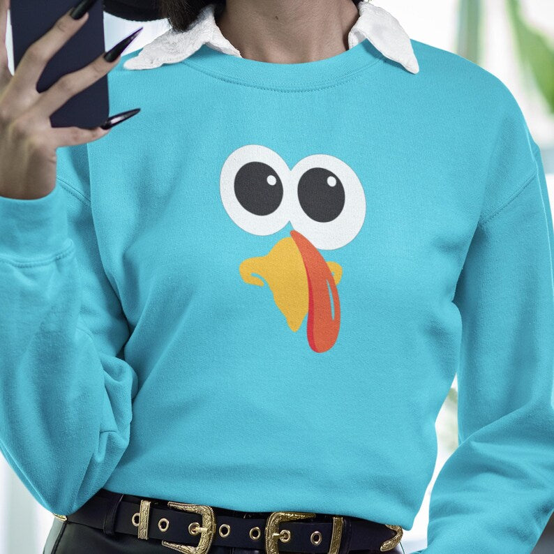 Silly Turkey Pilgrim Crewneck Sweatshirt for Women & Teens