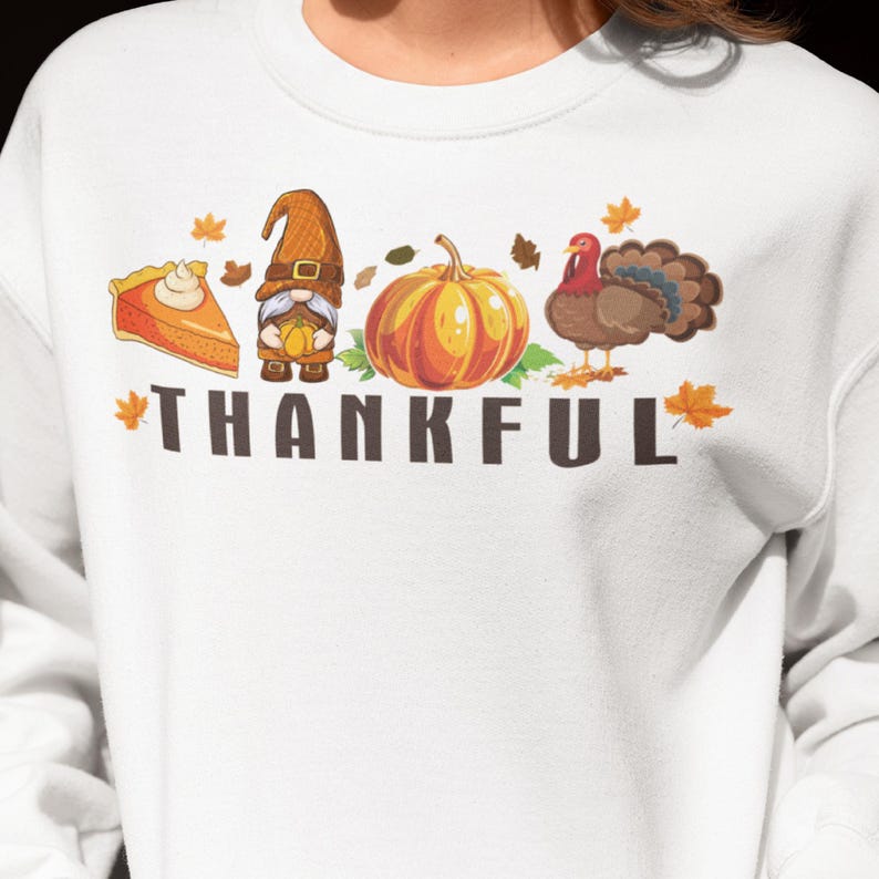 Thanksgiving Crewneck Sweatshirt for Women, Pumpkin Graphic