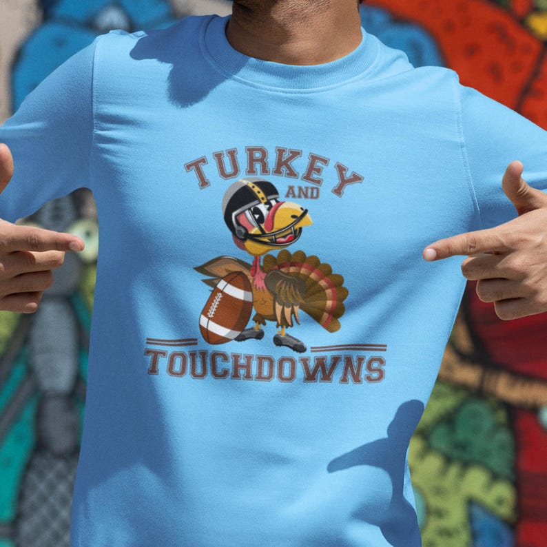 Touchdowns Turkey Crewneck - Thanksgiving Football Shirt