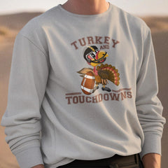 Touchdowns Turkey Crewneck - Thanksgiving Football Shirt