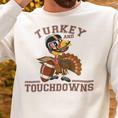 Touchdowns Turkey Crewneck - Thanksgiving Football Shirt