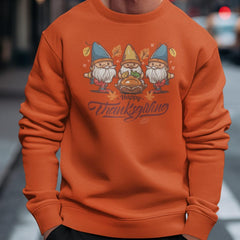 Men's Thanksgiving Crewneck Sweatshirt with Autumn Gnomes