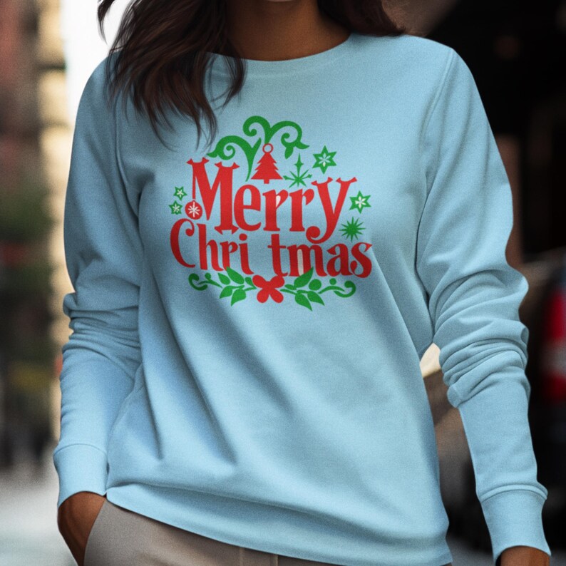 Merry Christmas Crewneck Sweatshirts for Women, Glitter Patch Merry Letter Sweatshirts, Chenille Patch Oversized Sweatshirts