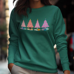 Pink Tree Christmas Crewneck Sweatshirt, Christmas Tree Sweatshirt, Christmas Sweatshirt, Holiday Sweatshirt for Women, Winter Sweatshirt