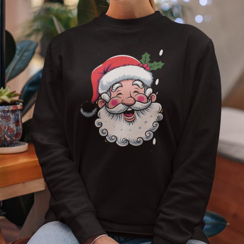 Pink Santa Retro Christmas Crewneck Sweatshirts for Women, Pink Christmas Matching Family Sweatshirt, Pink Vintage Holiday Group Party